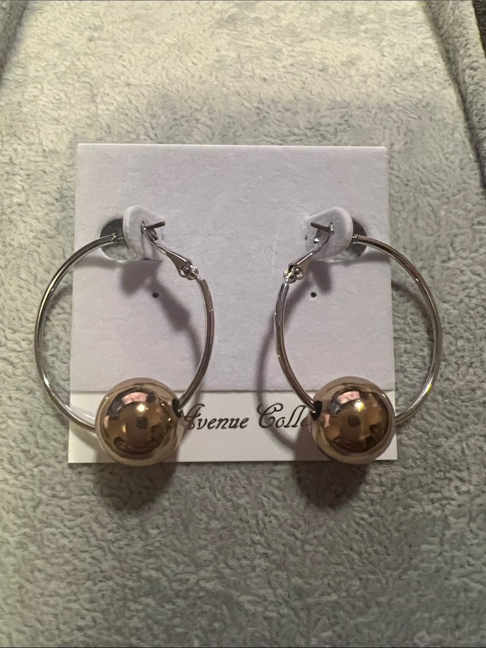 Two-Tone Hoop Earrings with Gold Spheres